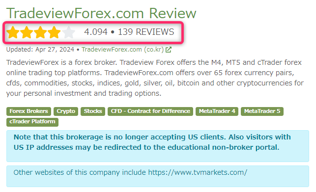 TradeviewのFPA評価