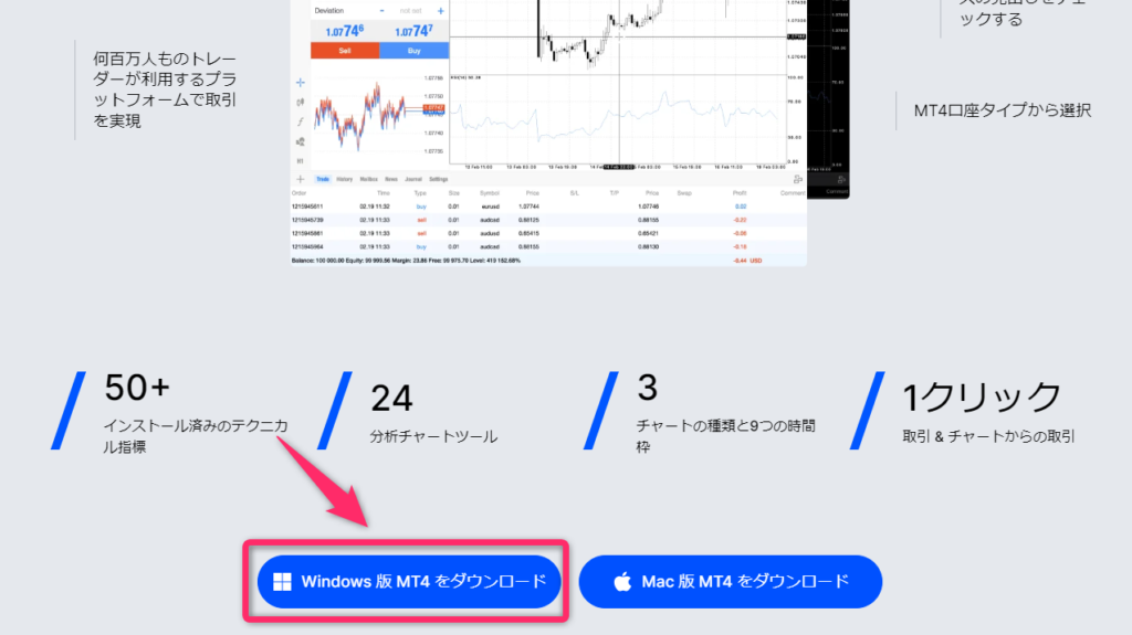 MT4のインストーラーダウンロード