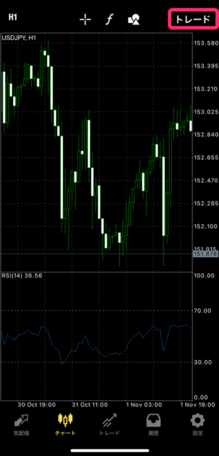 「トレード」をタップする
