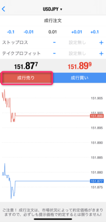 反対のポジションをエントリーする