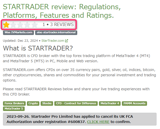 StarTraderのFPA評価