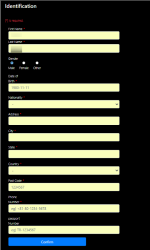 個人情報を入力する