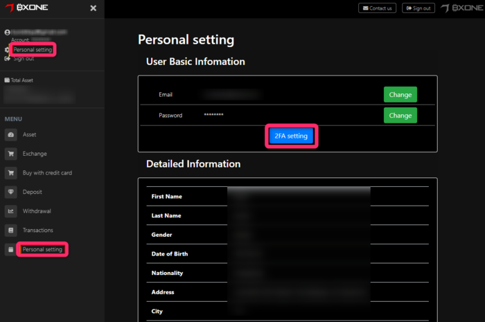設定画面を開く